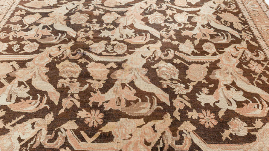 Antique Karabagh Botanic Brown Handmade Wool Carpet BB3855