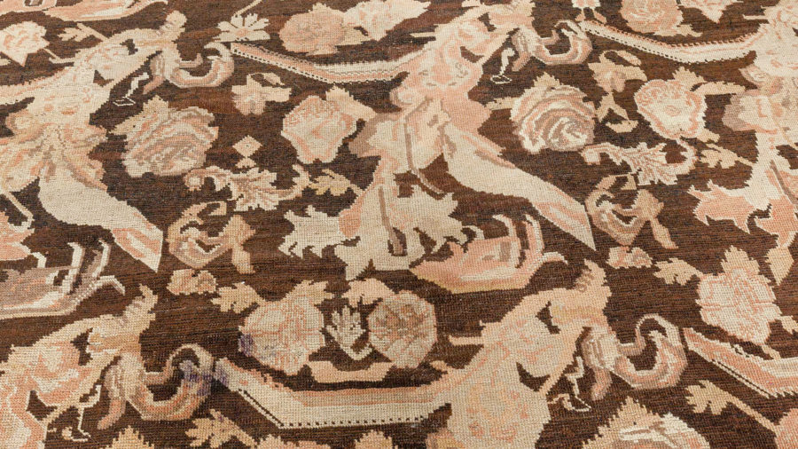 Antique Karabagh Botanic Brown Handmade Wool Carpet BB3855