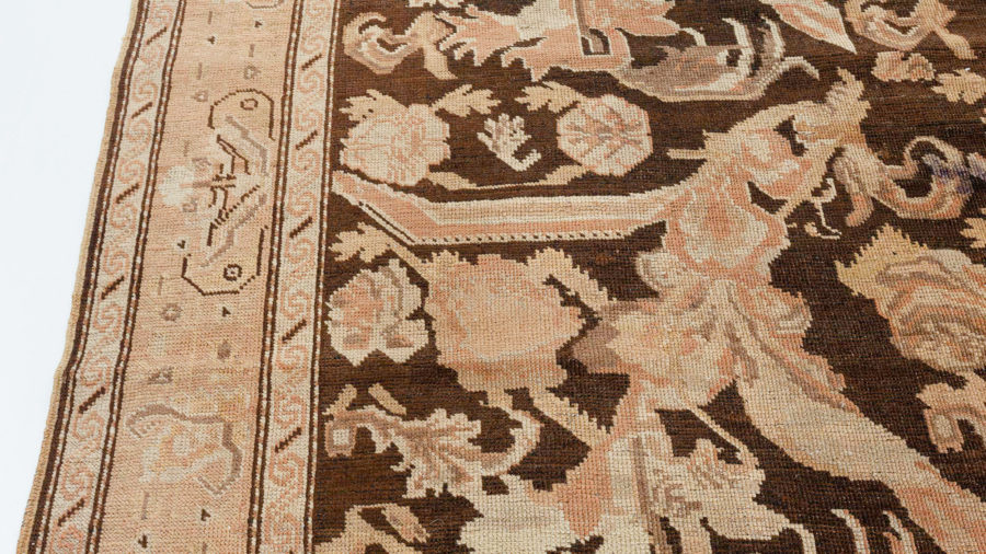 Antique Karabagh Botanic Brown Handmade Wool Carpet BB3855