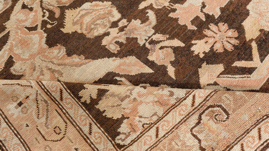 Antique Karabagh Botanic Brown Handmade Wool Carpet BB3855