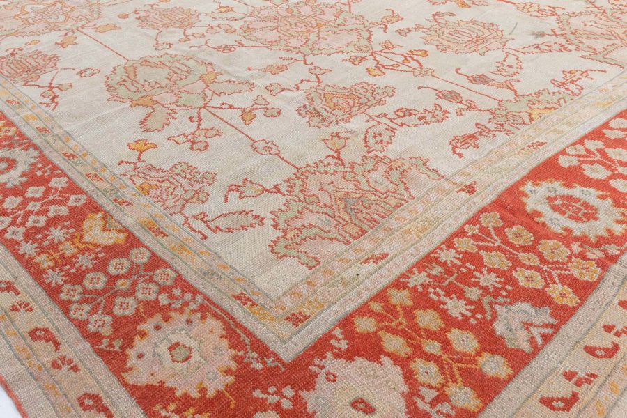 Antique Turkish Oushak Beige Handwoven Wool Carpet BB3901