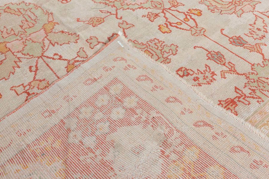 Antique Turkish Oushak Beige Handwoven Wool Carpet BB3901