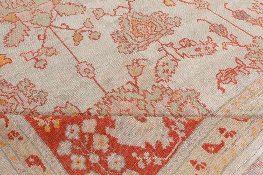 Antique Turkish Oushak Beige Handwoven Wool Carpet BB3901
