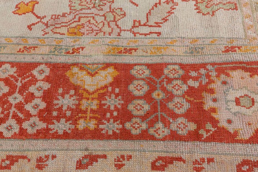 Antique Turkish Oushak Beige Handwoven Wool Carpet BB3901