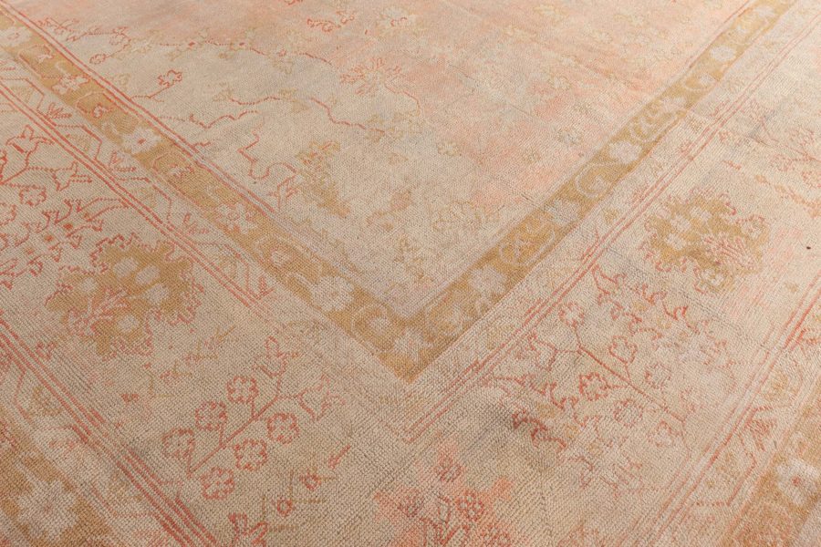 Antique Turkish Oushak Beige Hand Knotted Wool Rug BB3913
