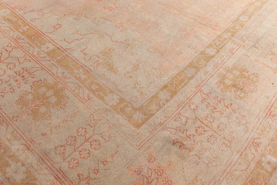 Antique Turkish Oushak Beige Hand Knotted Wool Rug BB3913