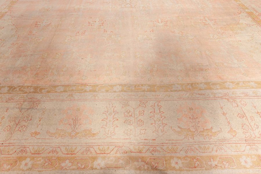 Antique Turkish Oushak Beige Hand Knotted Wool Rug BB3913