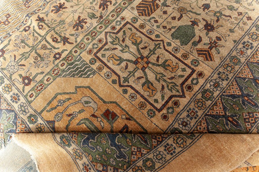 Early 20th Century Turkish Sivas Brown, Green and Beige Handwoven Wool Carpet BB3962