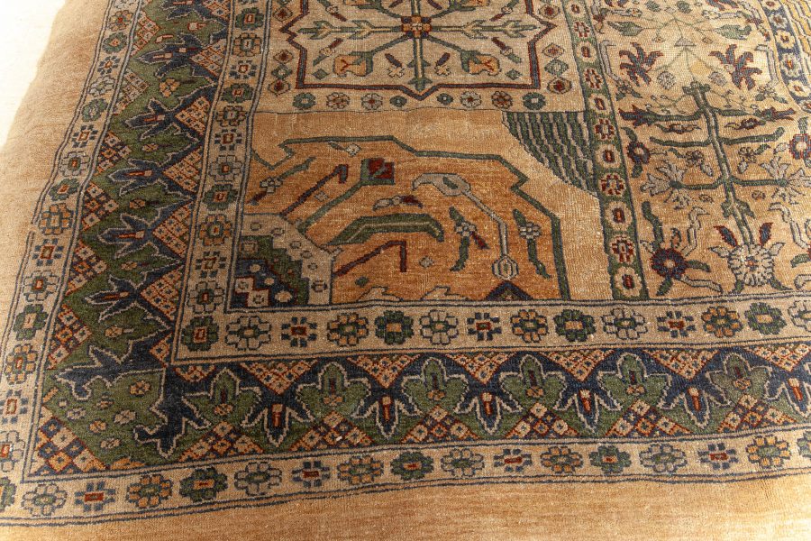 Early 20th Century Turkish Sivas Brown, Green and Beige Handwoven Wool Carpet BB3962