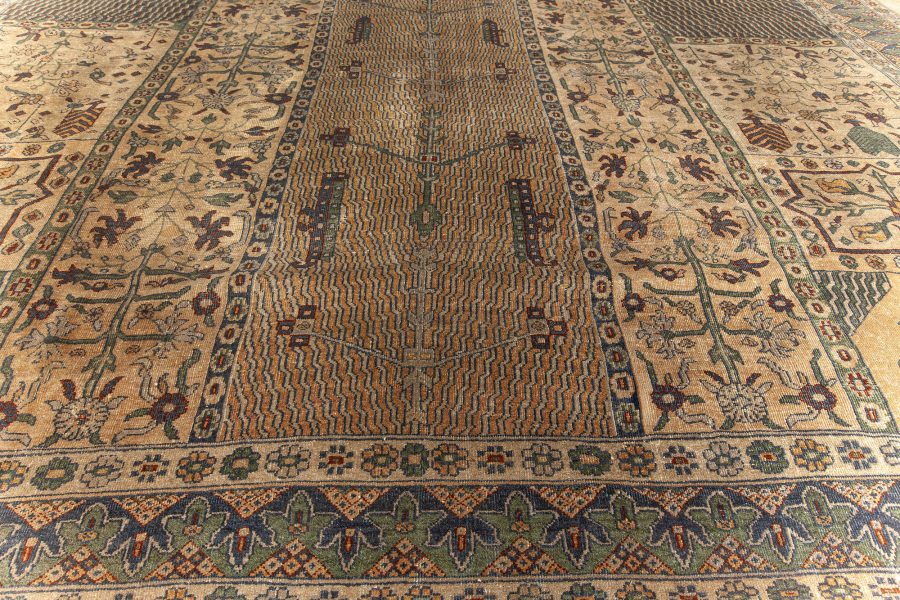 Early 20th Century Turkish Sivas Brown, Green and Beige Handwoven Wool Carpet BB3962