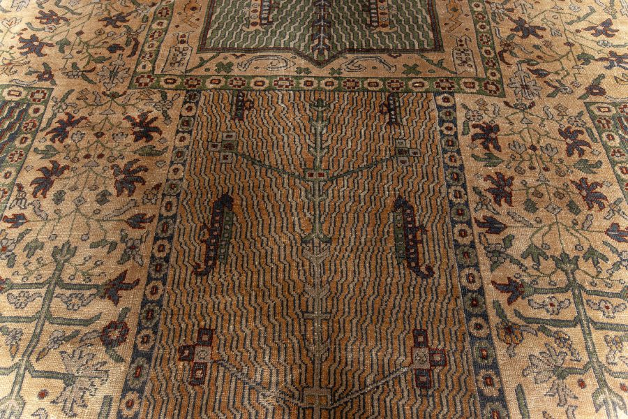 Early 20th Century Turkish Sivas Brown, Green and Beige Handwoven Wool Carpet BB3962