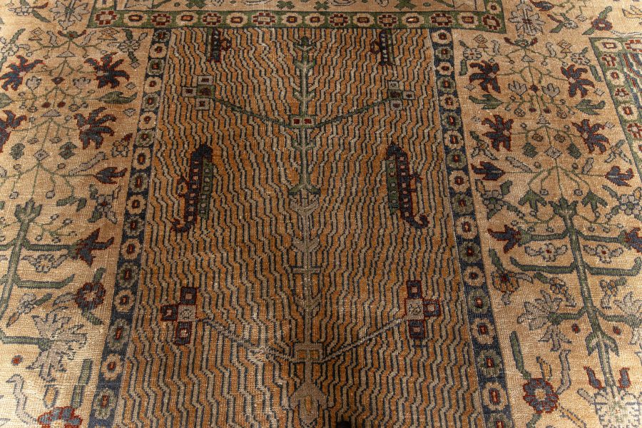Early 20th Century Turkish Sivas Brown, Green and Beige Handwoven Wool Carpet BB3962