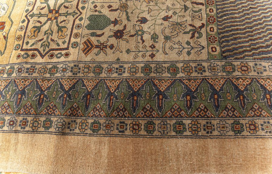 Early 20th Century Turkish Sivas Brown, Green and Beige Handwoven Wool Carpet BB3962