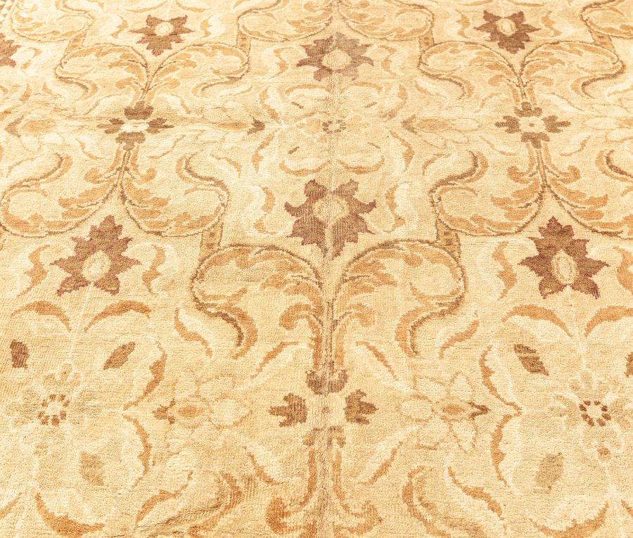 Antique Indian Amritsar Botanic Brown, Beige Handmade Wool Carpet BB3993
