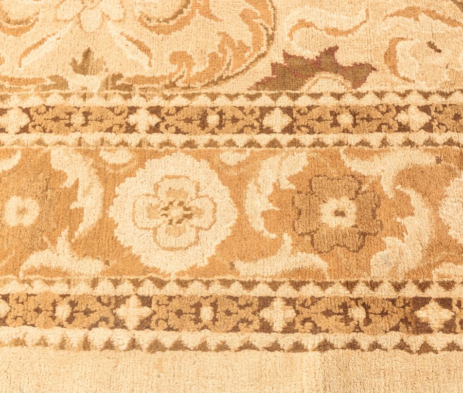 Antique Indian Amritsar Botanic Brown, Beige Handmade Wool Carpet BB3993