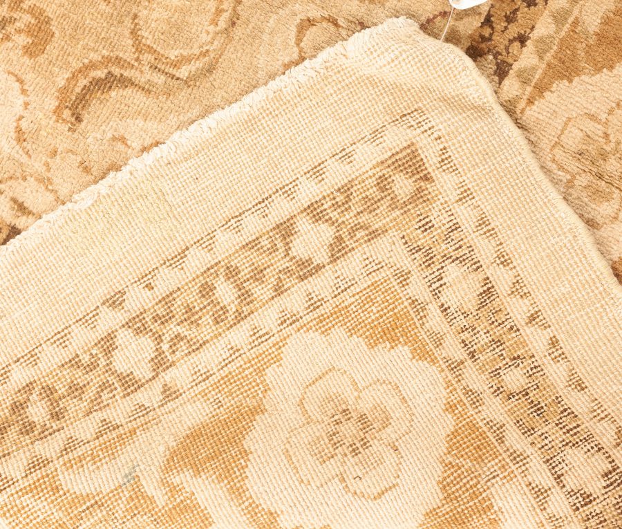 Antique Indian Amritsar Botanic Brown, Beige Handmade Wool Carpet BB3993