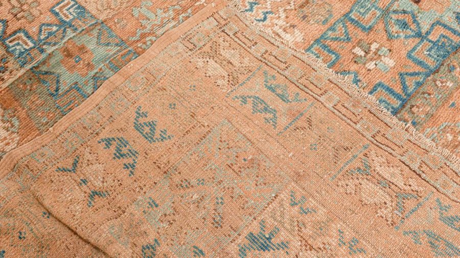 One-of-a-kind Vintage Moroccan Orange, Blue Handmade Carpet BB4036