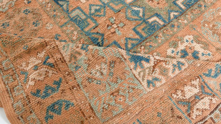 One-of-a-kind Vintage Moroccan Orange, Blue Handmade Carpet BB4036