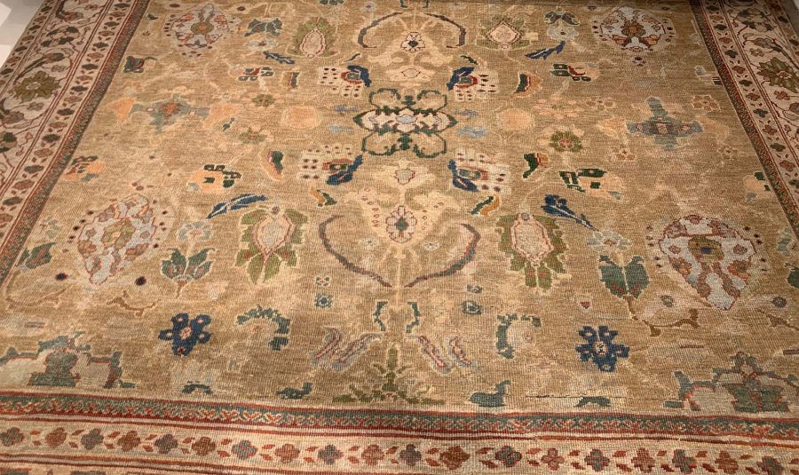 Antique Persian Sultanabad Beige Handwoven Wool Rug BB4057