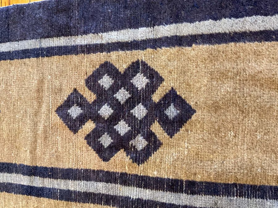 Authentic Early 20th Century Chinese Beige Handmade Wool Rug BB4146