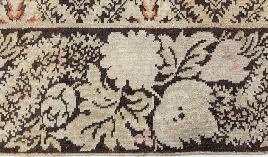 19th Century Bessarabian Beige and Brown Handmade Wool Rug BB4163