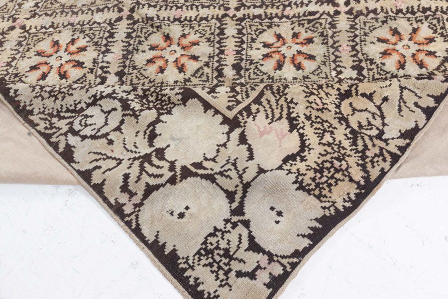 19th Century Bessarabian Beige and Brown Handmade Wool Rug BB4163