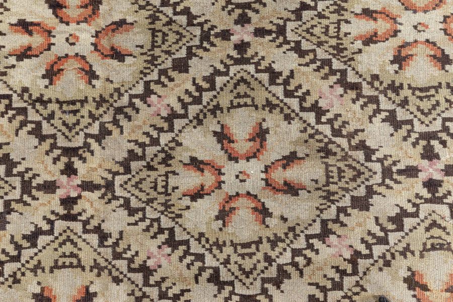 19th Century Bessarabian Beige and Brown Handmade Wool Rug BB4163