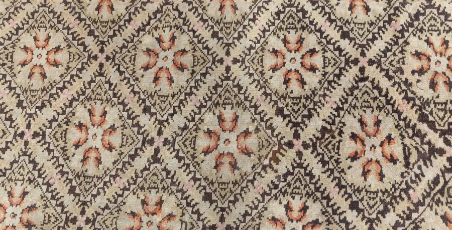 19th Century Bessarabian Beige and Brown Handmade Wool Rug BB4163