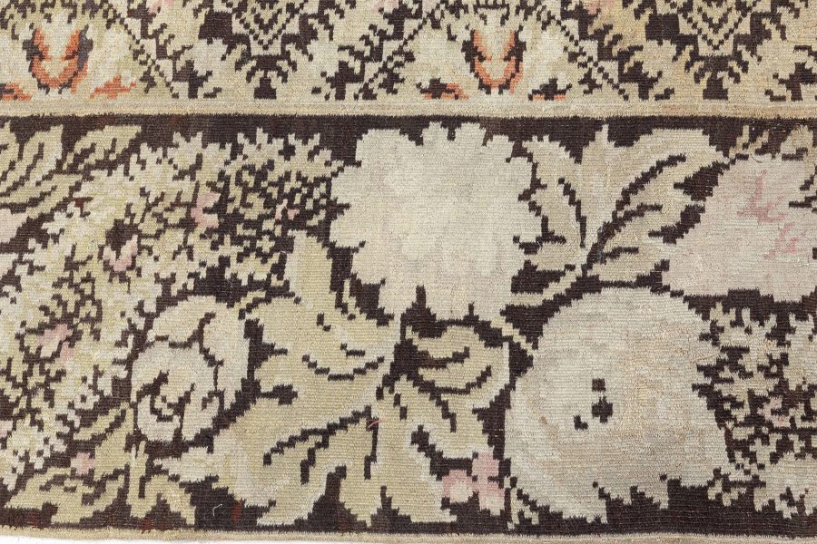19th Century Bessarabian Beige and Brown Handmade Wool Rug BB4163