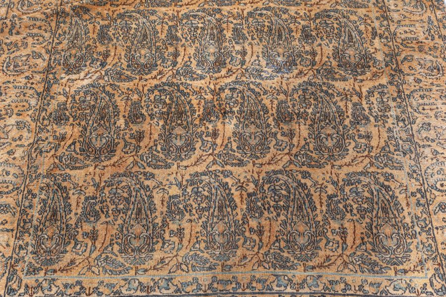 19th Century Persian Tabriz Honey Yellow and Black Handwoven Wool Rug BB4172