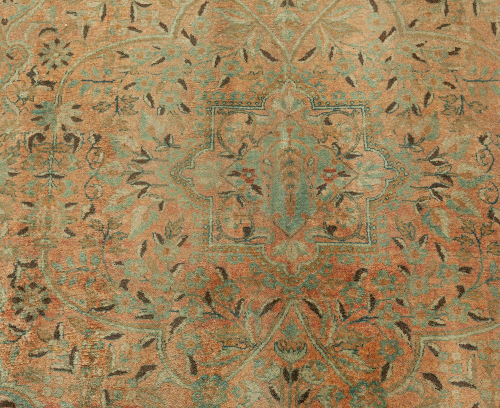 Authentic 19th Century Persian Kashan Handmade Wool Rug BB4206