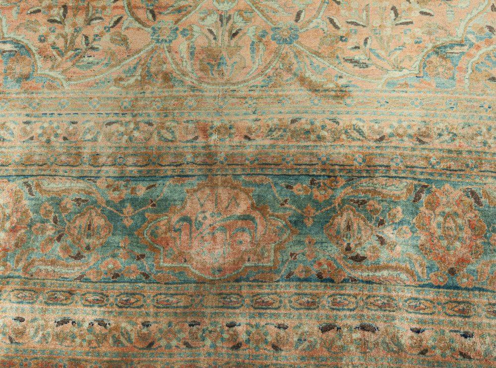 Authentic 19th Century Persian Kashan Handmade Wool Rug BB4206