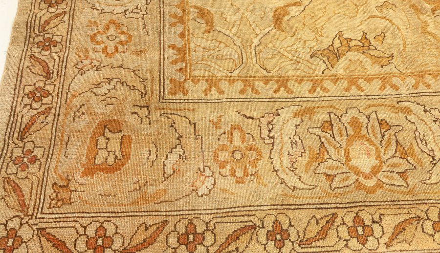 Antique Indian Amritsar Botanic Brown Hand Knotted Wool Carpet BB4221