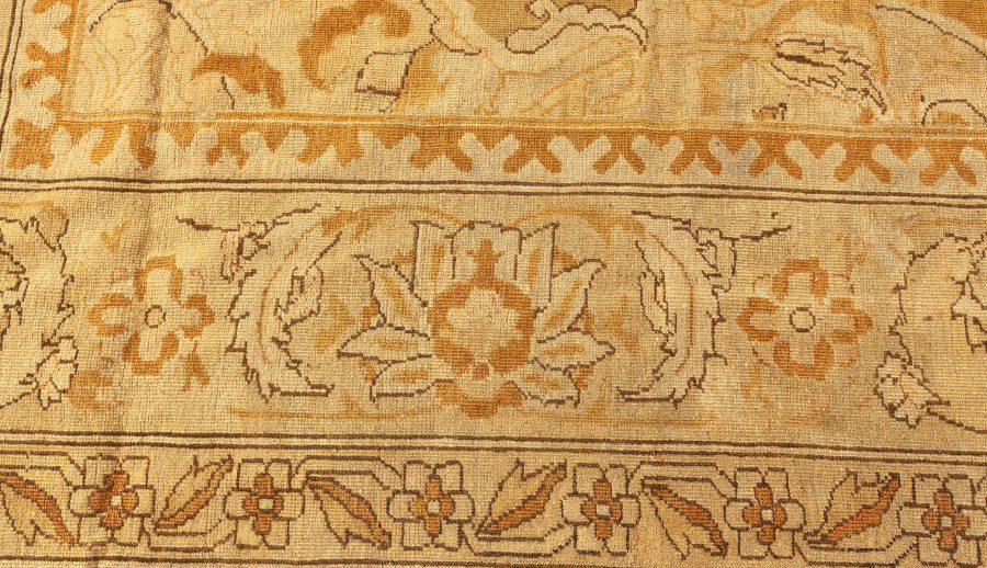 Antique Indian Amritsar Botanic Brown Hand Knotted Wool Carpet BB4221