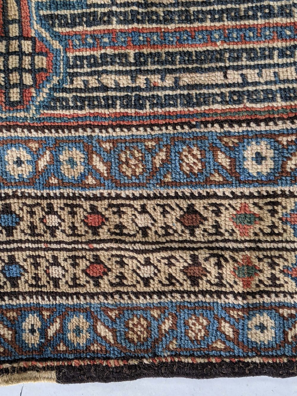 Antique Northwest Persian Blue, Red, Beige Hand Knotted Wool Rug BB4228