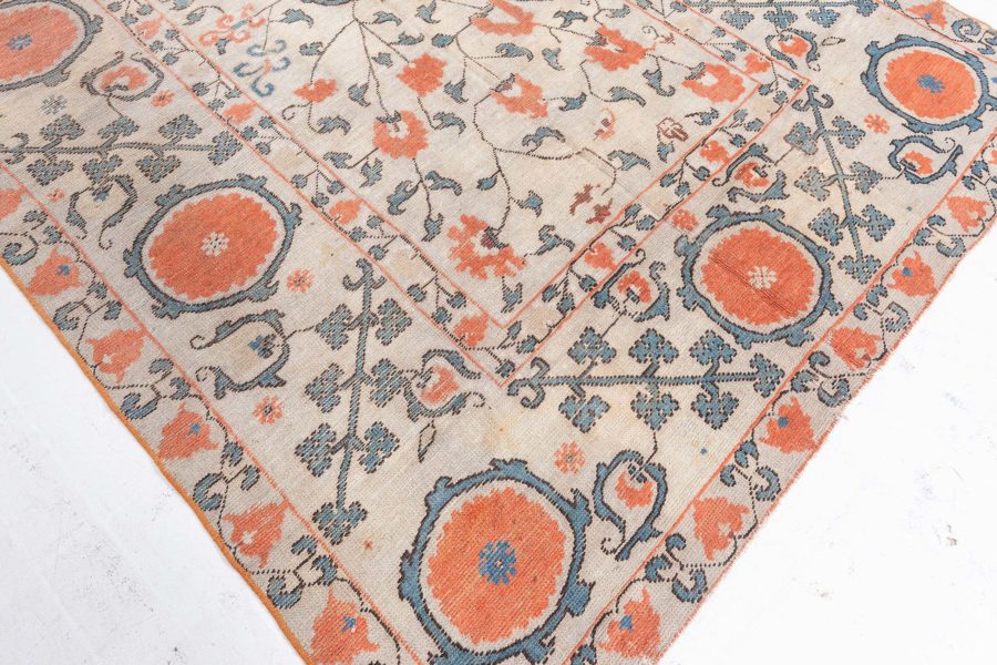 19th Century Samarkand Light Camel and Orange Handwoven Wool Rug BB4256