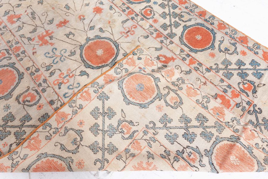 19th Century Samarkand Light Camel and Orange Handwoven Wool Rug BB4256