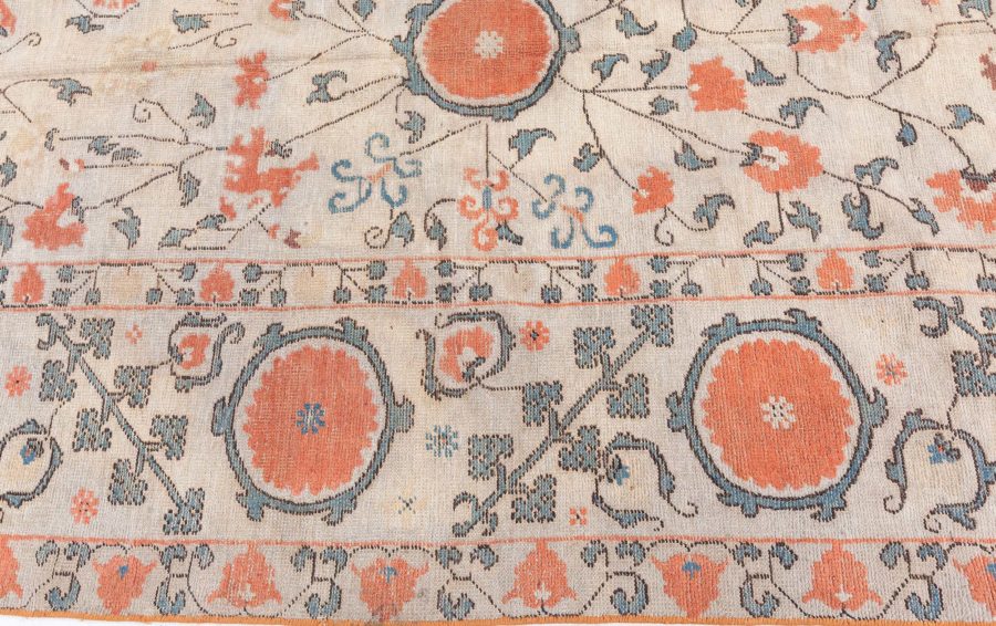 19th Century Samarkand Light Camel and Orange Handwoven Wool Rug BB4256