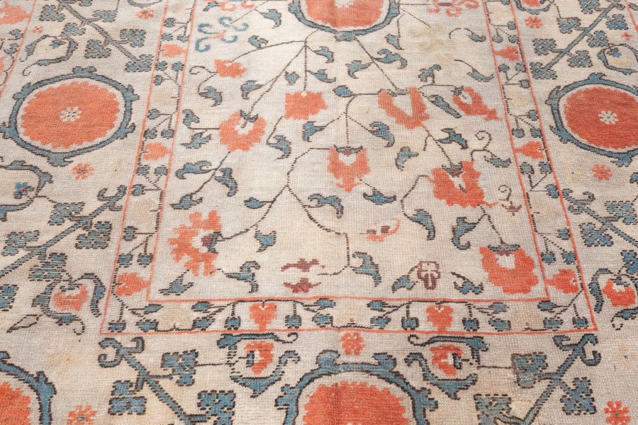 19th Century Samarkand Light Camel and Orange Handwoven Wool Rug BB4256