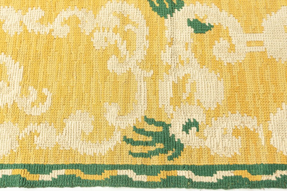 Vintage Spanish Orange, Green, Ivory Hand Knotted Wool Carpet BB4303