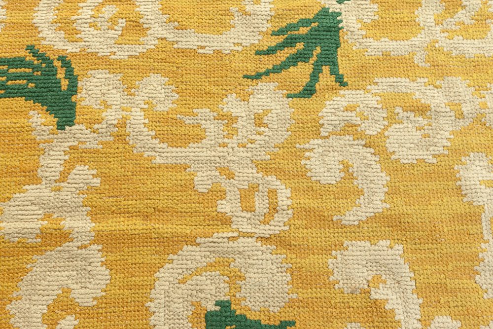 Vintage Spanish Orange, Green, Ivory Hand Knotted Wool Carpet BB4303