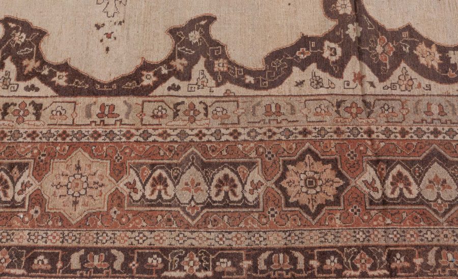 Antique Indian Amritsar Handwoven Wool Camel and Brown Rug BB4344