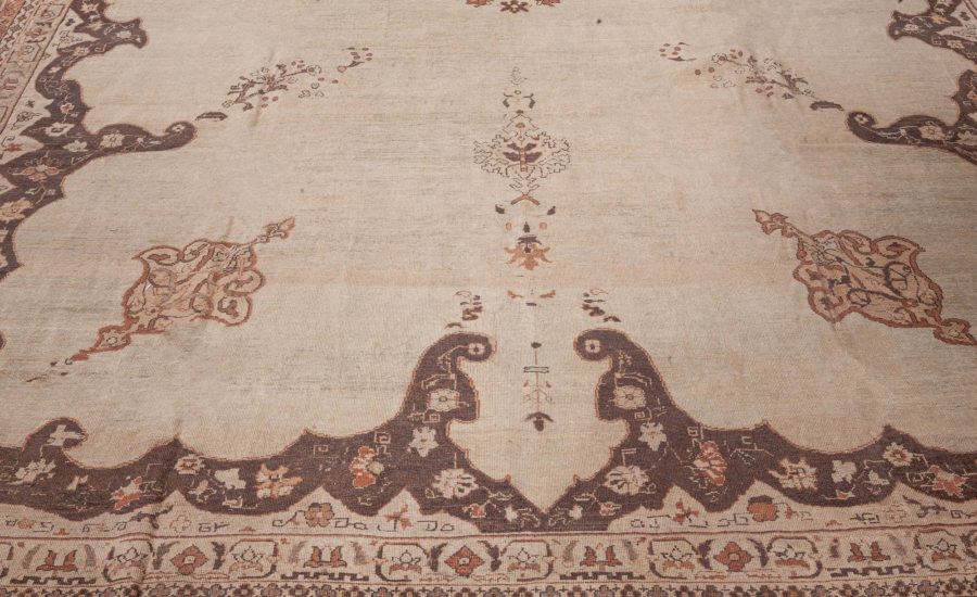 Antique Indian Amritsar Handwoven Wool Camel and Brown Rug BB4344