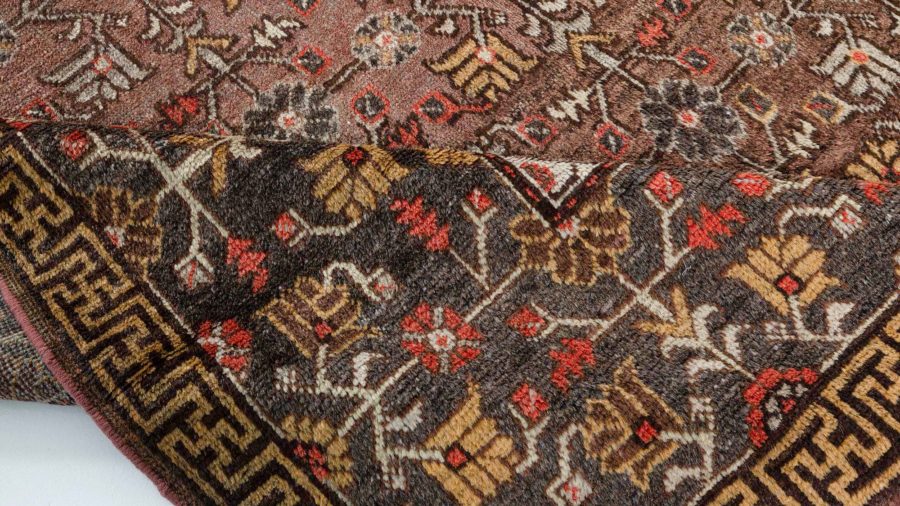 Fine Vintage Samarkand (Khotan) Brown, Green Handmade Wool Rug BB4392