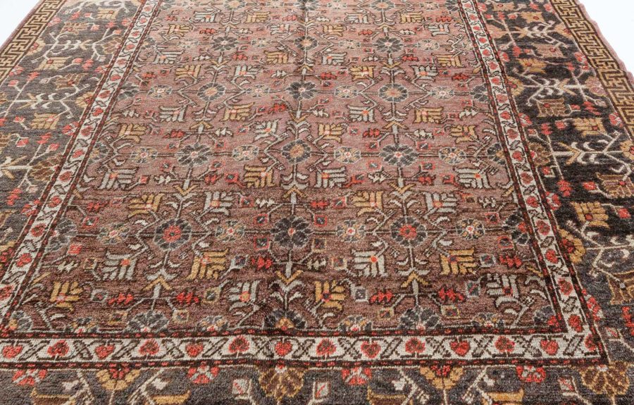 Fine Vintage Samarkand (Khotan) Brown, Green Handmade Wool Rug BB4392