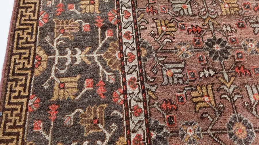 Fine Vintage Samarkand (Khotan) Brown, Green Handmade Wool Rug BB4392