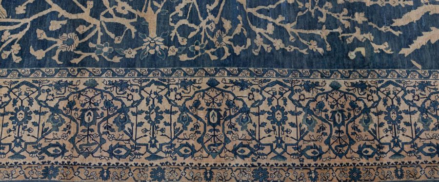 Fine Antique Indian Blue Handmade Wool Rug BB4444