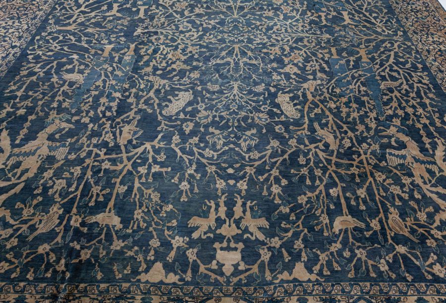 Fine Antique Indian Blue Handmade Wool Rug BB4444