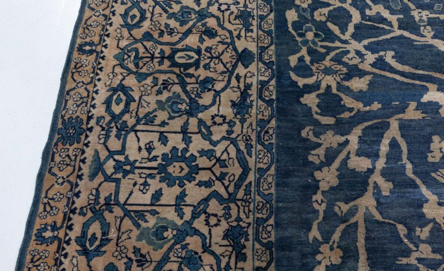 Fine Antique Indian Blue Handmade Wool Rug BB4444