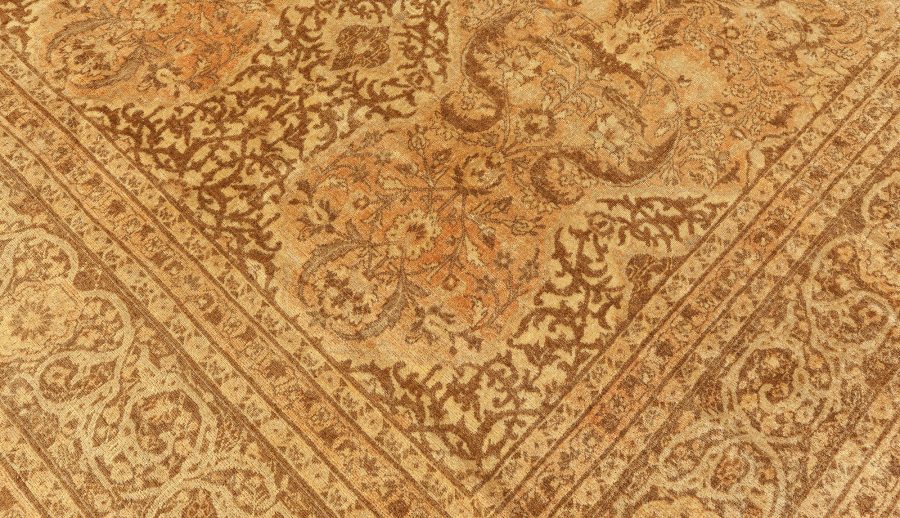 Vintage Persian Tabriz Brown Handmade Wool Rug BB4446